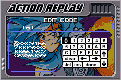 Action Replay v1/2 Code Editing Scren