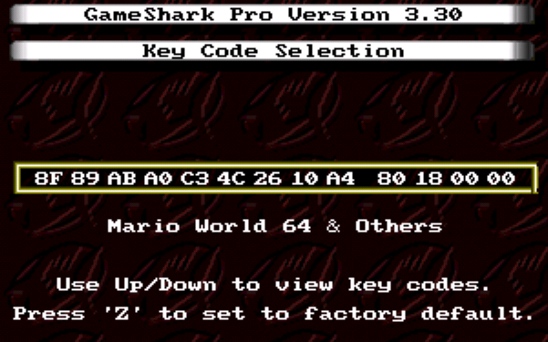 GS Pro: Key Codes Screen