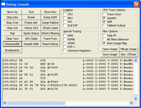 Geiger's SNES9x Debugger - Disassembly